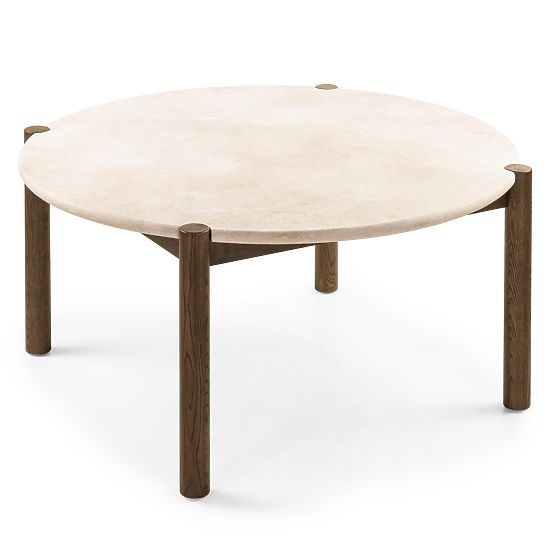 Jedálenský stôl Bruna, 150 cm, okrúhly, dub mocha/mramor cream