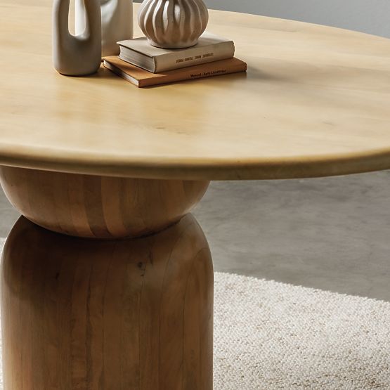 Jedálenský stôl Calvari 140 cm, oválny, mangové drevo, oblé tvary