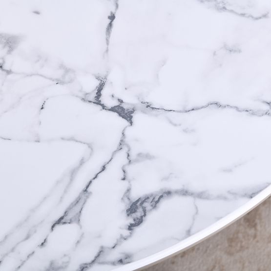 Jedálenský stôl Kairo 120 cm, okrúhly, tmavo béžový, mramorový