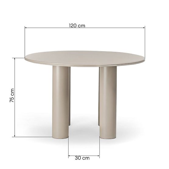 Jedálenský stôl Kairo 120 cm, okrúhly, tmavo béžový