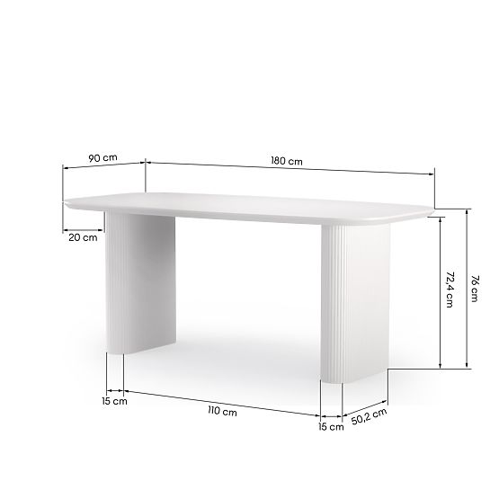 Jedálenský stôl Mesilla biely, lamely