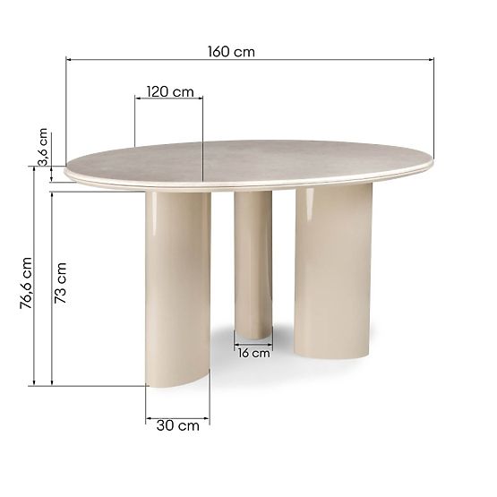 Jedálenský stôl Rio 160 cm, svetlo béžový/mramor