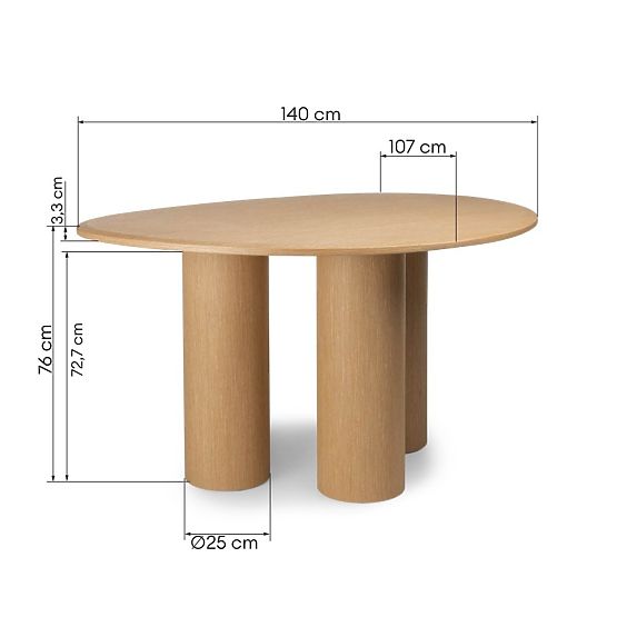 Jedálenský stôl Vesper 140 cm, prírodný dub