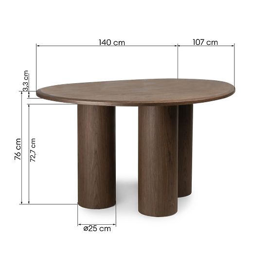 Jedálenský stôl Vesper 140 cm, tmavý orech