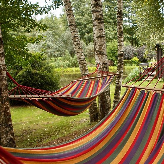 Jednomiestna hojdacia sieť s priečkou 40 cm 400257 Červená