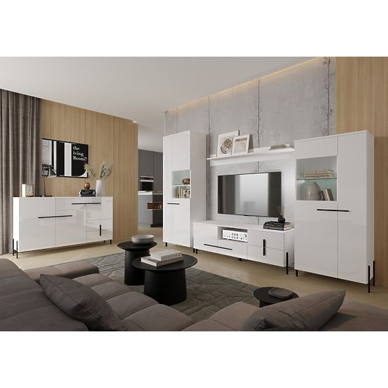 JUSTINE TV skrinka (F01) biela/biely lesk (MDF)