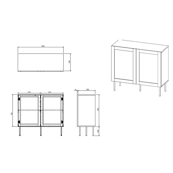 JUTA komoda 100 (2D) čierny mat