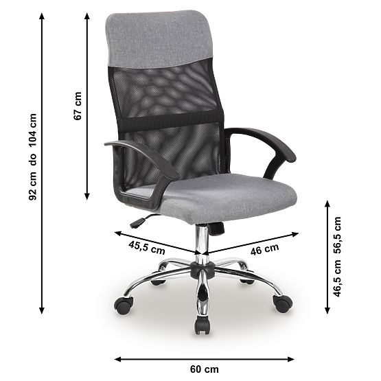 Kancelárska otočná stolička so sieťovaným operadlom sivá