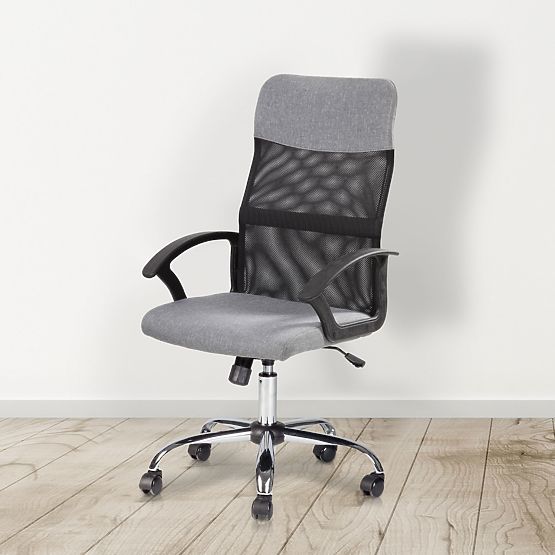 Kancelárska otočná stolička so sieťovaným operadlom sivá