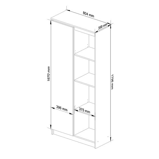 KANCELÁRSKY REGÁL R 80 cm CLP 1 DVIERKA 4 POLICE BIELY / GRAFIT LESK