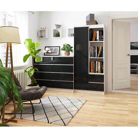 KANCELÁRSKY REGÁL R 80 cm CLP R11 BIELA / GRAFIT LESK