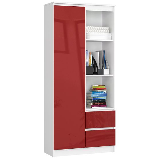 KANCELÁRSKY REGÁL R 80 cm CLP R11 BIELY / ČERVENÝ LESK