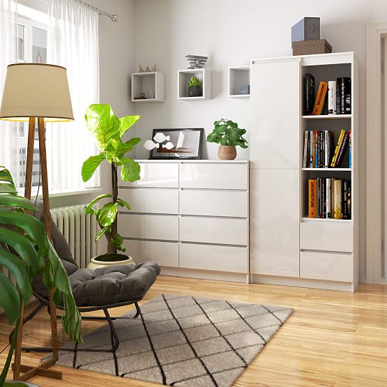 Kancelársky regál R 80 cm CLP R11 PK BIELY / BIELY LESK