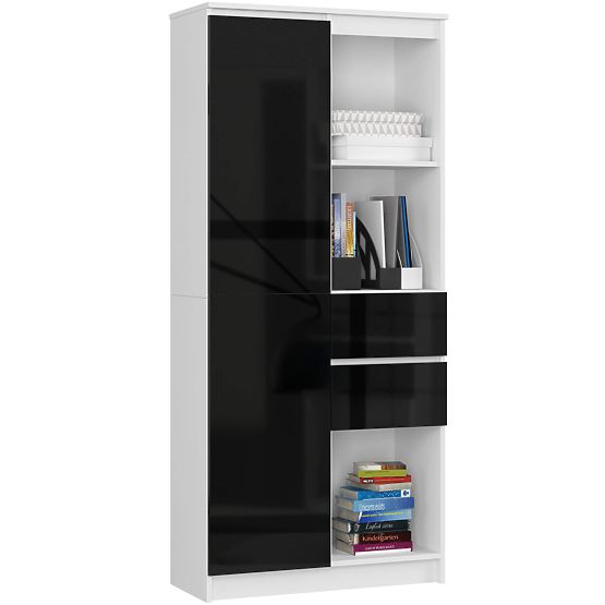 KANCELÁRSKY REGÁL R 80 cm CLP R15 PK BIELY / ČIERNY LESK