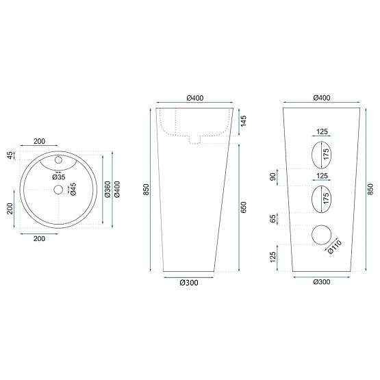 Keramické Voľne Stojace Umývadlo Blanka Savana Matt