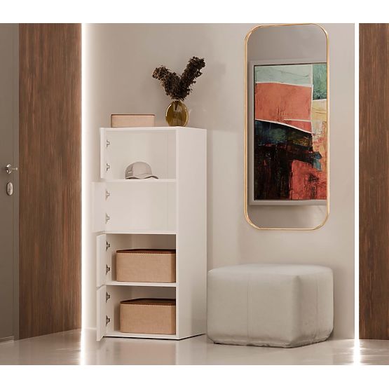 Komoda ALMA BIELA Skrinka 4 Dvere 4 Police