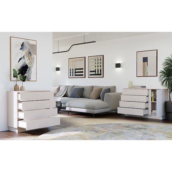 Komoda AMBER 1D4S Skrinka 1 Dvere 4 Zásuvky Do Spálne Obývacej Izby KAŠMÍR Béžová