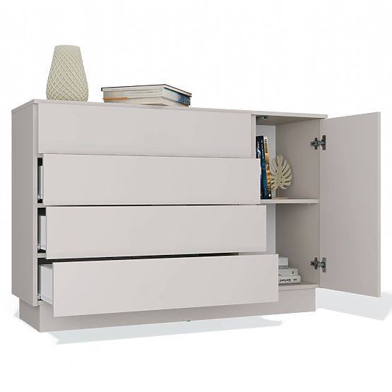 Komoda AMBER 1D4S Skrinka 1 Dvere 4 Zásuvky Do Spálne Obývacej Izby KAŠMÍR Béžová