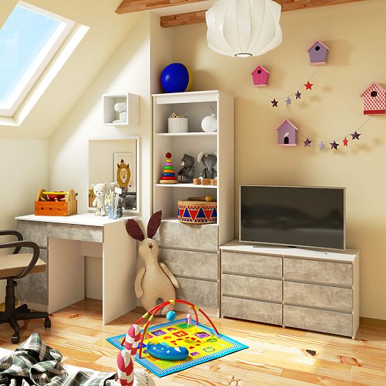 KOMODA CL100 6SZ PK BIELA / BETÓN