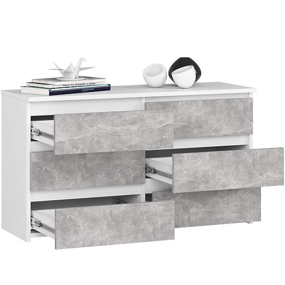 KOMODA CL100 6SZ PK BIELA / BETÓN
