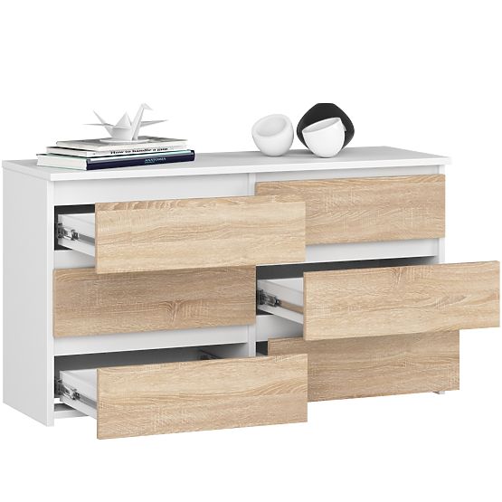 KOMODA CL100 6SZ PK BIELA / DUB SONOMA