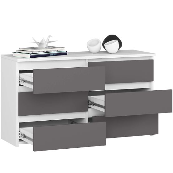 KOMODA CL100 6SZ PK BIELA / ŠEDÁ