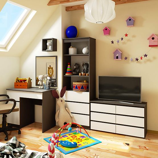 KOMODA CL100 6SZ ŠEDÁ / BIELA