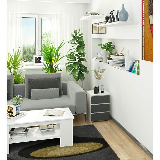 KOMODA CL3/40 PK BIELA / ŠEDÁ