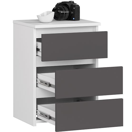 KOMODA CL3/40 PK BIELA / ŠEDÁ
