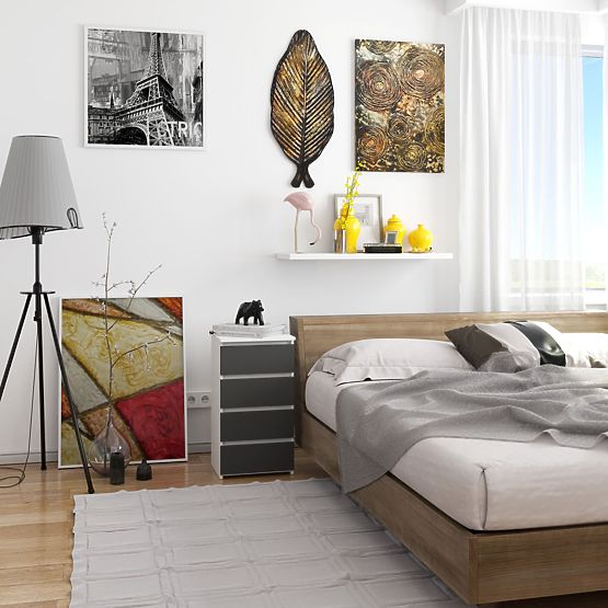 KOMODA CL4 PK BIELA / ŠEDÁ