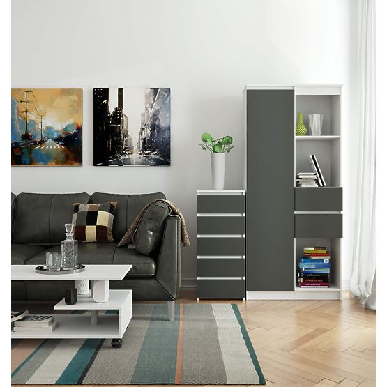 KOMODA CL5 PK BIELA / SIVÁ