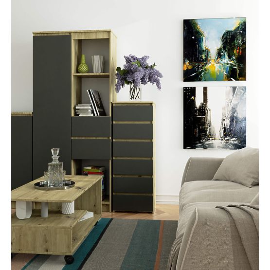 KOMODA CL6 PK DUB ARTISAN / ŠEDÁ