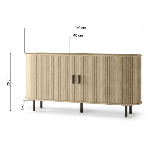 Komoda Gliss, zaoblená, lamely, svetlý dub