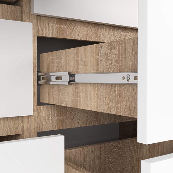 KOMODA K 120 cm 8 ZÁSUVIEK PK SONOMA / BIELA