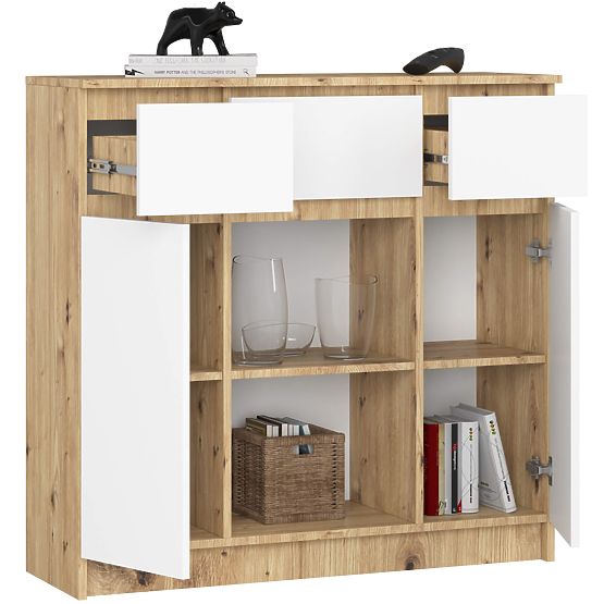 KOMODA K100 2D 3SZ 1P PK DUB ARTISAN / BIELA