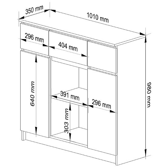 KOMODA K100 2D 3SZ 1P PK DUB ARTISAN / BIELA