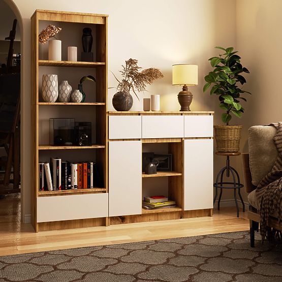 KOMODA K100 2D 3SZ 1P PK DUB ARTISAN / BIELA