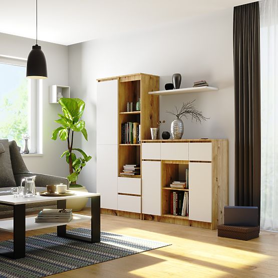 KOMODA K100 2D 3SZ 1P PK DUB ARTISAN / BIELA