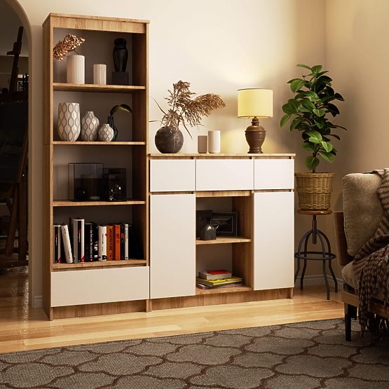 KOMODA K100 2D 3SZ 1P PK DUB SONOMA / BIELA