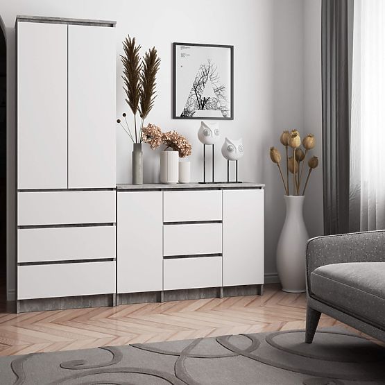 KOMODA K100 2D 3SZ PK BETÓN / BIELA