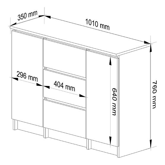 KOMODA K100 2D 3SZ PK DUB SONOMA / BIELA