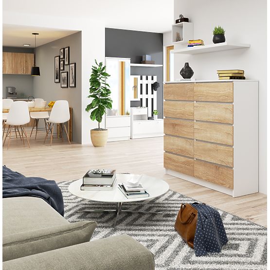 KOMODA K120 10SZ CLP PK BIELA / SONOMA