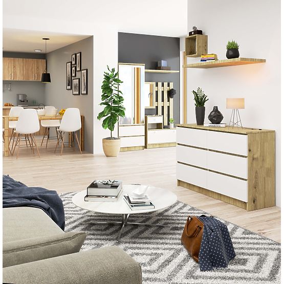 KOMODA K120 6SZ CLP DUB ARTISAN / BIELA