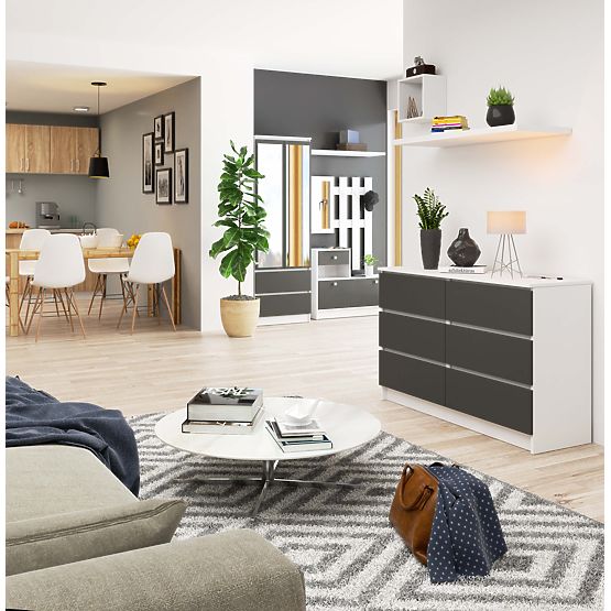 KOMODA K120 6SZ CLP PK BIELA / SIVÁ