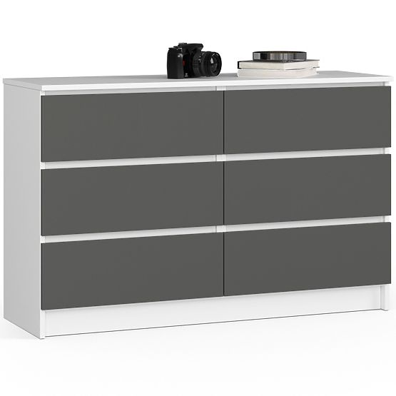 KOMODA K120 6SZ CLP PK BIELA / SIVÁ