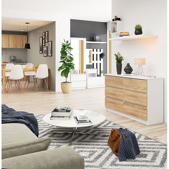 KOMODA K120 6SZ CLP PK BIELA / SONOMA