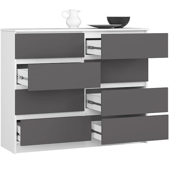 KOMODA K120 8SZ PK BIELA / ŠEDÁ