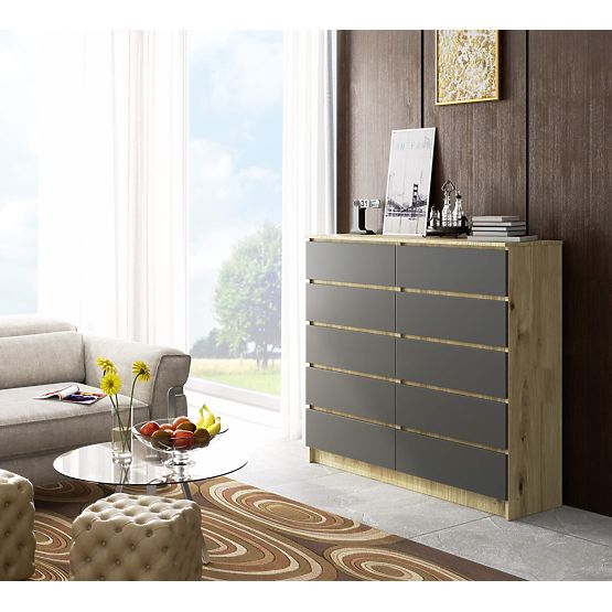 KOMODA K140 10SZ CLP DUB ARTISAN / ŠEDÁ