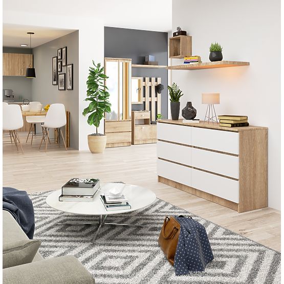 KOMODA K140 6SZ CLP DUB SONOMA / BIELA