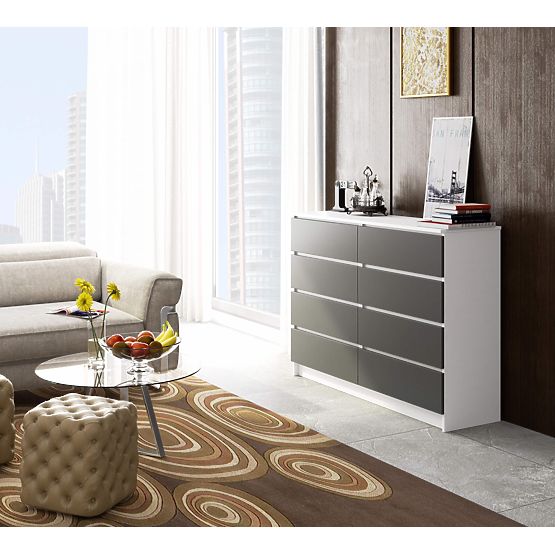 KOMODA K140 8SZ CLP PK BIELA / ŠEDÁ